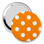 Polka Dots - White on Dark Orange 3  Handbag Mirror