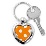Polka Dots - White on Dark Orange Key Chain (Heart)
