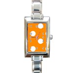 Polka Dots - White on Dark Orange Rectangle Italian Charm Watch