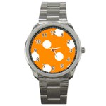 Polka Dots - White on Dark Orange Sport Metal Watch