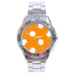 Polka Dots - White on Dark Orange Stainless Steel Analogue Watch