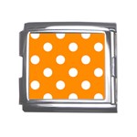 Polka Dots - White on Dark Orange Mega Link Italian Charm (18mm)