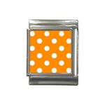 Polka Dots - White on Dark Orange Italian Charm (13mm)