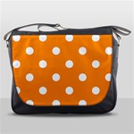 Polka Dots - White on Dark Orange Messenger Bag