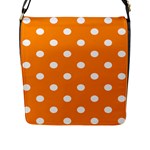 Polka Dots - White on Dark Orange Flap Closure Messenger Bag (L)