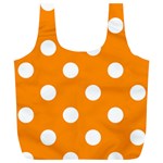 Polka Dots - White on Dark Orange Full Print Recycle Bag (XL)