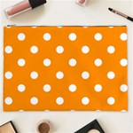 Polka Dots - White on Dark Orange Cosmetic Bag (XXL)