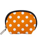 Polka Dots - White on Dark Orange Accessory Pouch (Small)