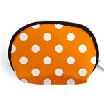 Polka Dots - White on Dark Orange Accessory Pouch (Medium)