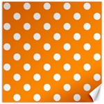 Polka Dots - White on Dark Orange Canvas 16  x 16 