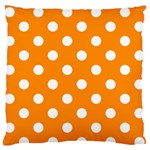 Polka Dots - White on Dark Orange Large Flano Cushion Case (Two Sides)