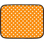 Polka Dots - White on Dark Orange Double Sided Fleece Blanket (Mini)
