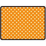 Polka Dots - White on Dark Orange Fleece Blanket (Large) (One Side)