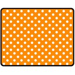 Polka Dots - White on Dark Orange Fleece Blanket (Medium) (One Side)