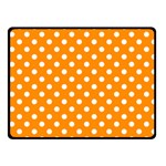 Polka Dots - White on Dark Orange Fleece Blanket (Small) (One Side)
