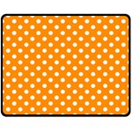 Polka Dots - White on Dark Orange Double Sided Fleece Blanket (Medium) (Two Sides)