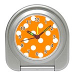 Polka Dots - White on Dark Orange Desk Alarm Clock