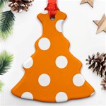 Polka Dots - White on Dark Orange Christmas Tree Ornament (Two Sides)