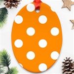 Polka Dots - White on Dark Orange Ornament (Oval)