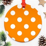 Polka Dots - White on Dark Orange Ornament (Round)