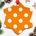 Polka Dots - White on Dark Orange Snowflake Ornament (Two Sides)