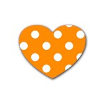 Polka Dots - White on Dark Orange Heart Coaster (4 pack)