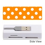 Polka Dots - White on Dark Orange Memory Card Reader (Stick)