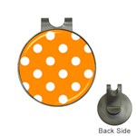 Polka Dots - White on Dark Orange Golf Ball Marker Hat Clip