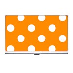 Polka Dots - White on Dark Orange Business Card Holder