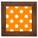 Polka Dots - White on Dark Orange Framed Tile
