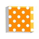 Polka Dots - White on Dark Orange 4 x 4  Acrylic Photo Block