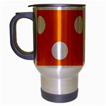 Polka Dots - White on Dark Orange Travel Mug (Silver Gray)