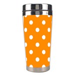 Polka Dots - White on Dark Orange Stainless Steel Travel Tumbler
