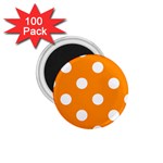 Polka Dots - White on Dark Orange 1.75  Magnet (100 pack)