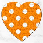 Polka Dots - White on Dark Orange Jigsaw Puzzle (Heart)