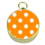 Polka Dots - White on Dark Orange Gold Compass