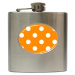 Polka Dots - White on Dark Orange Hip Flask (6 oz)
