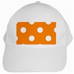 Polka Dots - White on Dark Orange White Cap