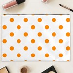 Polka Dots - Dark Orange on White Cosmetic Bag (XXL)