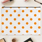 Polka Dots - Dark Orange on White Cosmetic Bag (XXXL)