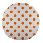 Polka Dots - Dark Orange on White Large 18  Premium Flano Round Cushion