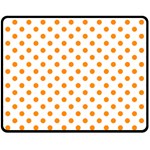 Polka Dots - Dark Orange on White Fleece Blanket (Medium) (One Side)