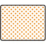 Polka Dots - Dark Orange on White Double Sided Fleece Blanket (Medium) (Two Sides)