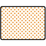 Polka Dots - Dark Orange on White Double Sided Fleece Blanket (Large) (Two Sides)