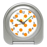 Polka Dots - Dark Orange on White Desk Alarm Clock