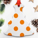 Polka Dots - Dark Orange on White Ornament (Christmas Tree)