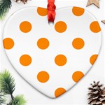 Polka Dots - Dark Orange on White Ornament (Heart)