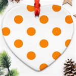 Polka Dots - Dark Orange on White Heart Ornament (Two Sides)