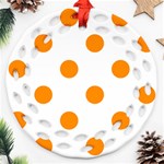 Polka Dots - Dark Orange on White Round Filigree Ornament (Two Sides)
