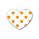 Polka Dots - Dark Orange on White Rubber Coaster (Heart)
